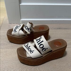 Chloe Cream and Brown Platform Sandals